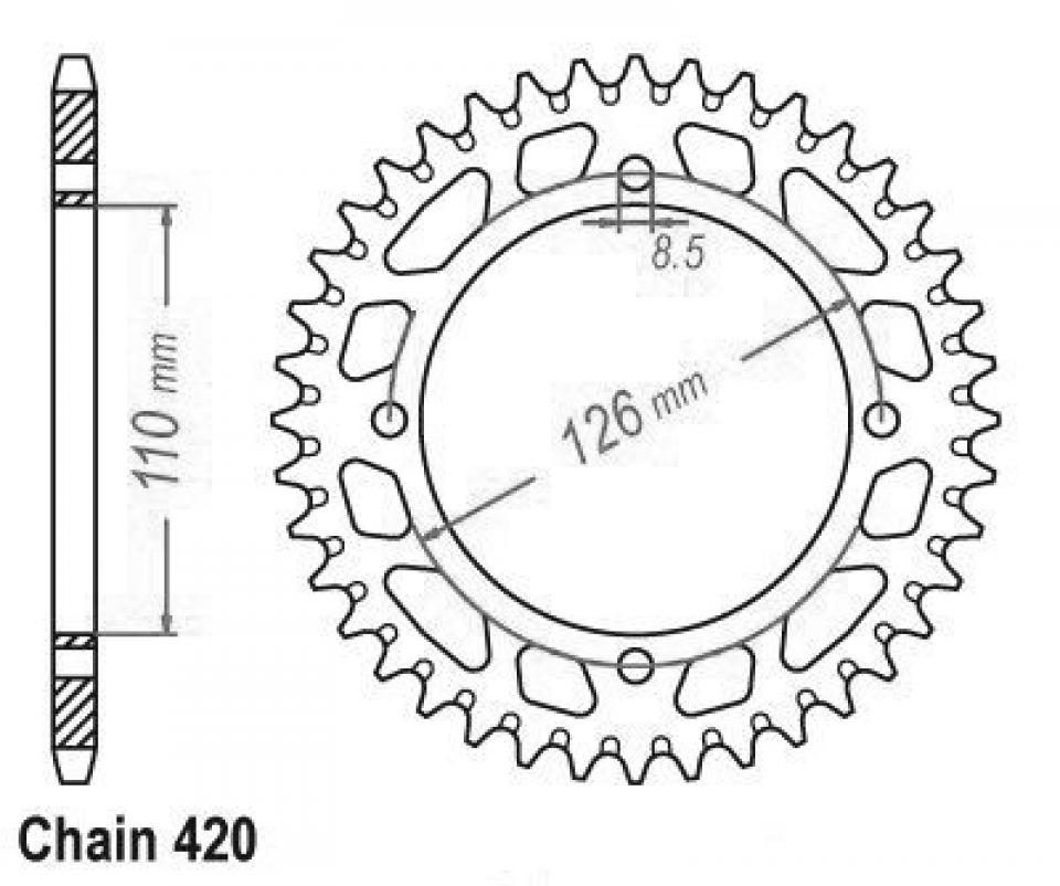 Couronne de transmission Sifam pour Moto Kawasaki 65 KX 2000 à 2002 Neuf