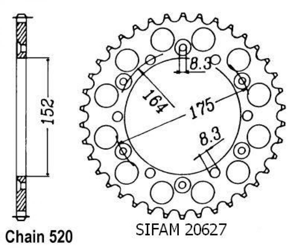 Couronne de transmission Sifam pour Moto Yamaha 125 YZ 1997 à 1998 Neuf