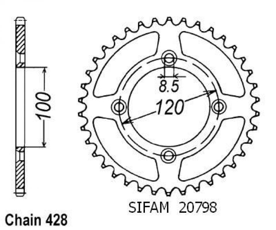 Couronne de transmission Sifam pour Moto Beta 50 RR enduro 2005 à 2022 Neuf