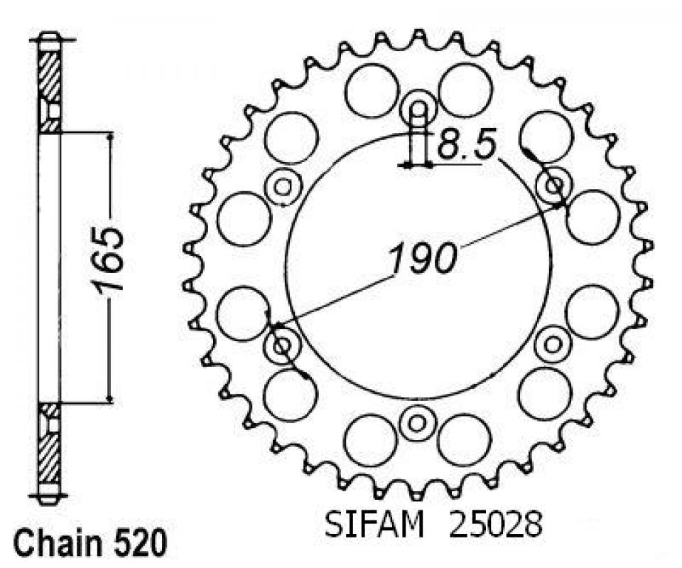 Couronne de transmission Sifam pour Moto KTM 500 MX 1986 à 1992 Neuf