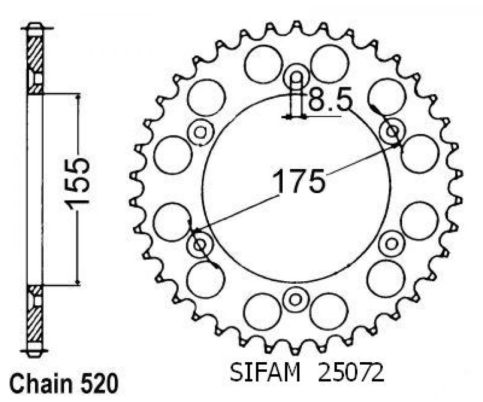 Couronne de transmission Sifam pour Moto Cagiva 125 WMX 1987 à 1988 Neuf