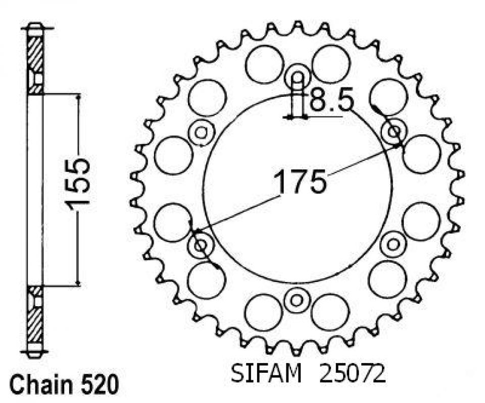 Couronne de transmission Sifam pour Moto Cagiva 125 WMX 1987 à 1988 Neuf