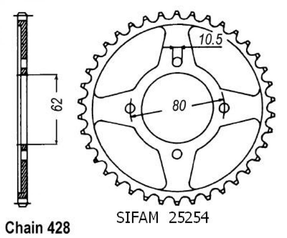 Couronne de transmission Sifam pour Moto Yamaha 125 Tt-R E Petites Roues 2002 à 2010 49 dents pas 428 Neuf