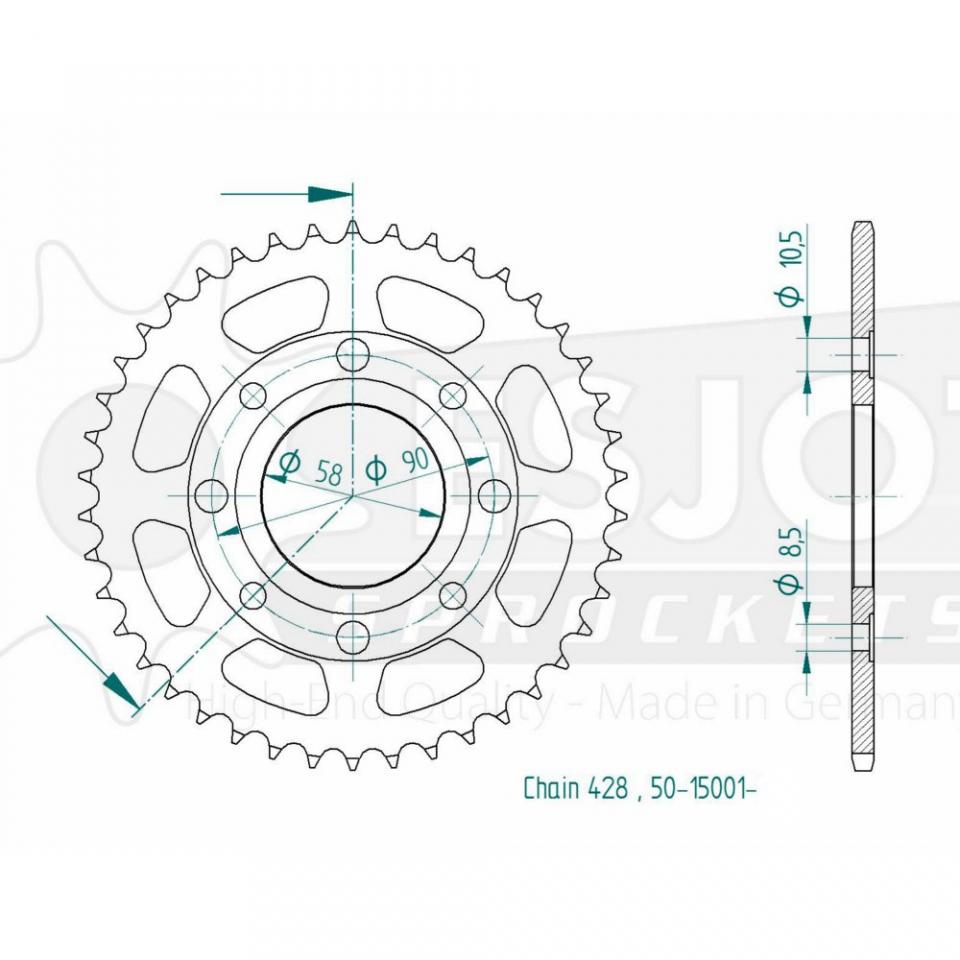 Couronne transmission Esjot pour moto Kymco 125 K-Pw 2012 à 2016 36 dents P 428