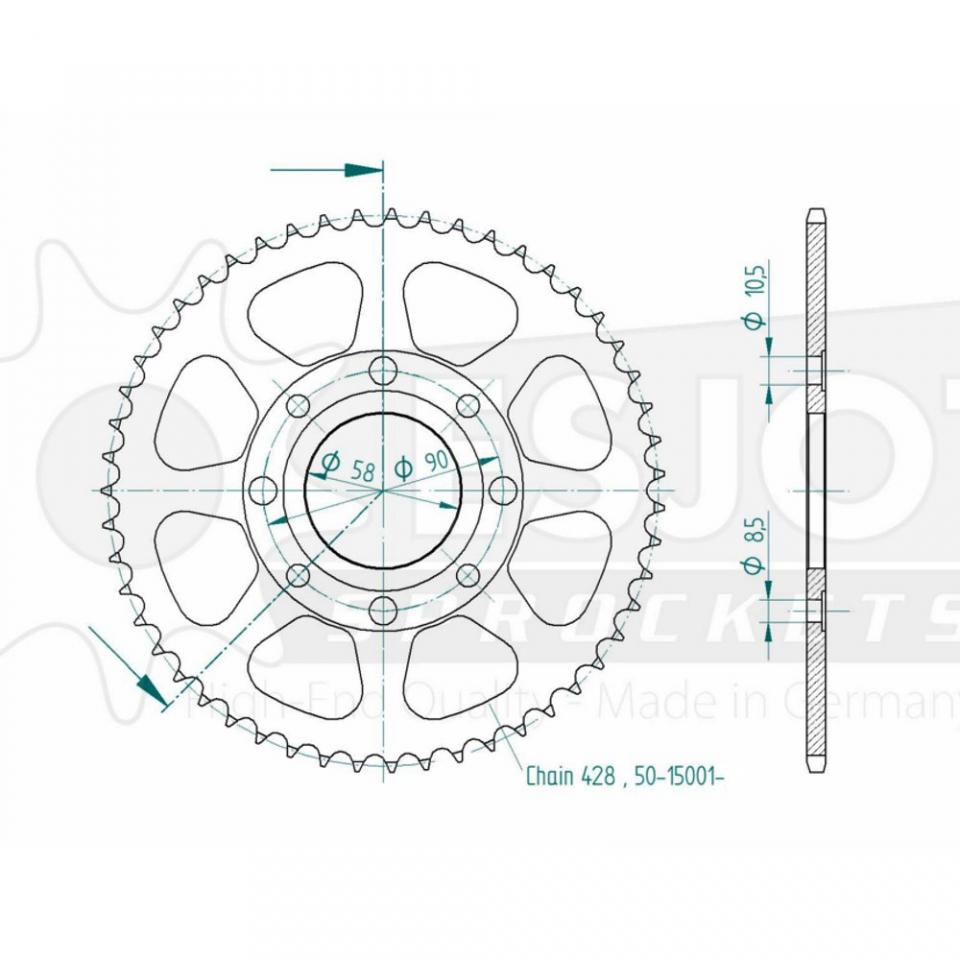 Couronne transmission Esjot pour moto Kymco 125 Stryker 1999 à 2003 50 dts P428