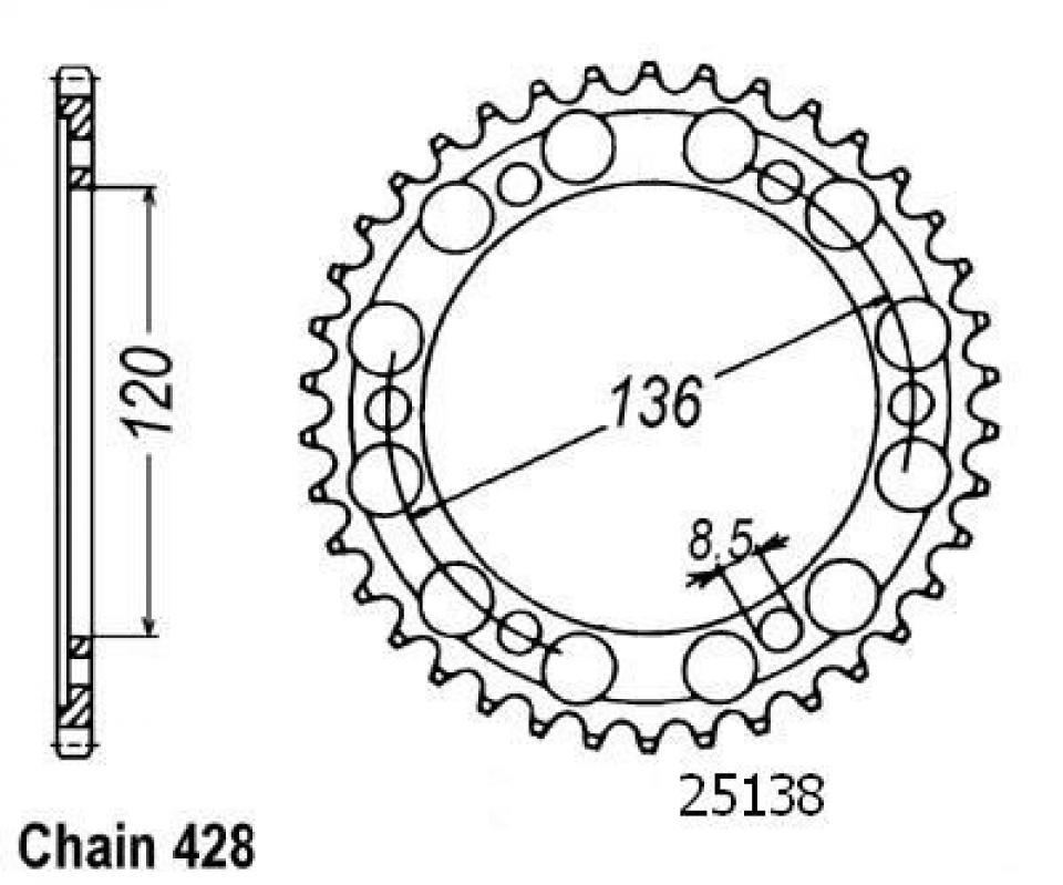 Couronne de transmission Esjot pour Moto Yamaha 125 Tdr R Deltabox 1993 à 2002 57 dents pas 428 Neuf