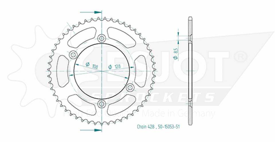 Couronne de transmission Esjot pour Moto Suzuki 125 Dr-Z Petites Roues 2008 à 2012 Neuf