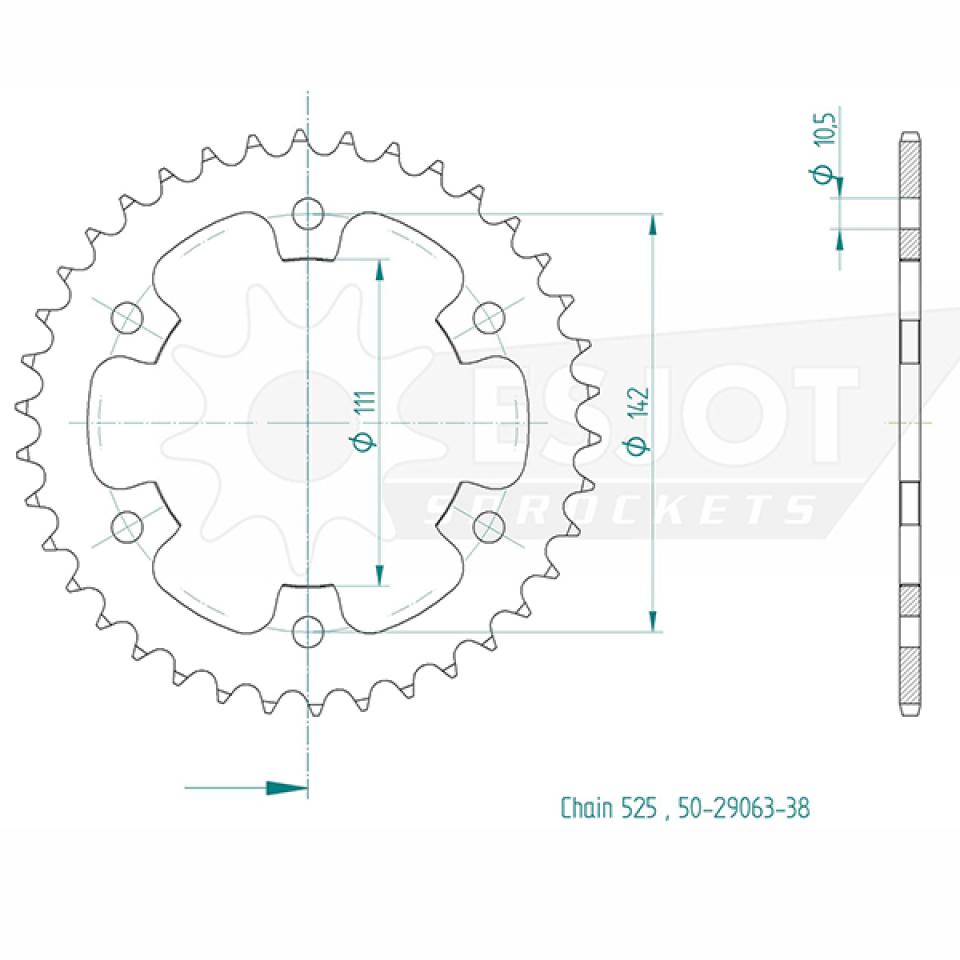 Couronne de transmission Esjot pour Moto ROYAL ENFIELD 650 Continental Twin GT 2019 à 2024 Neuf