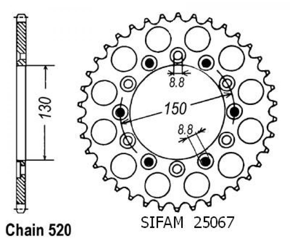 Couronne de transmission Esjot pour Moto Honda 350 Xl R 1985 à 1987 Neuf