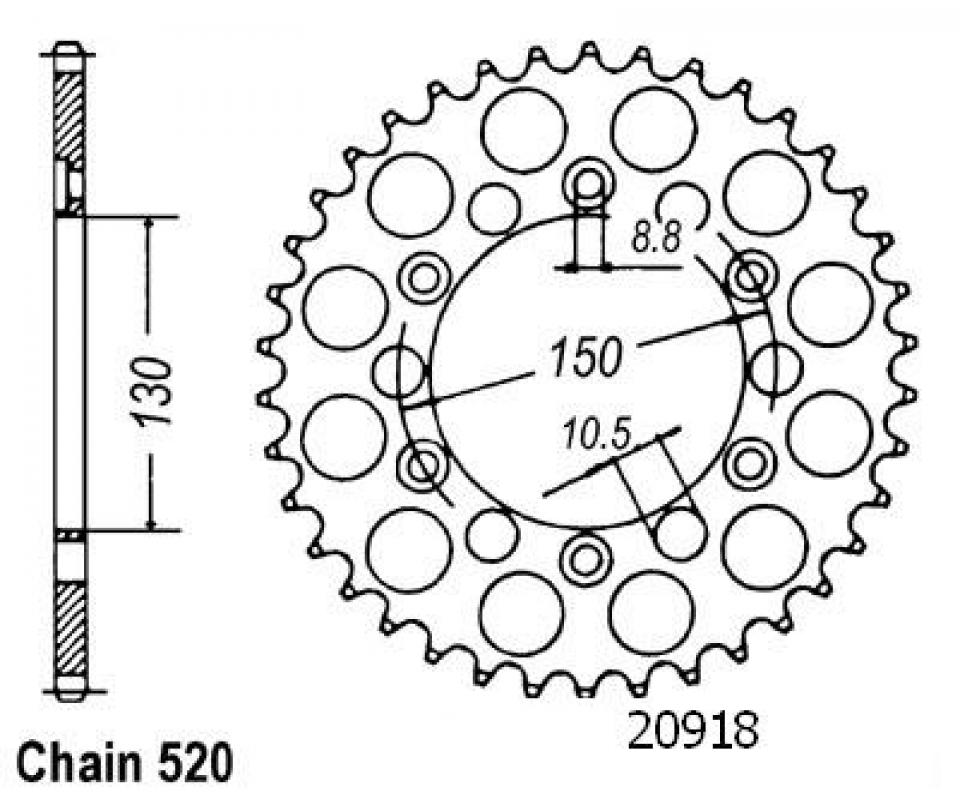 Couronne de transmission Esjot pour Moto Honda 650 FMX 2005 à 2006 Neuf