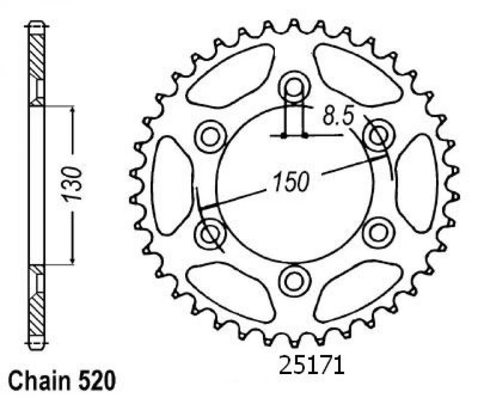 Couronne de transmission Esjot pour Moto Honda 500 XR R 1981 à 1985 48 dents pas 520 Ø130mm Neuf