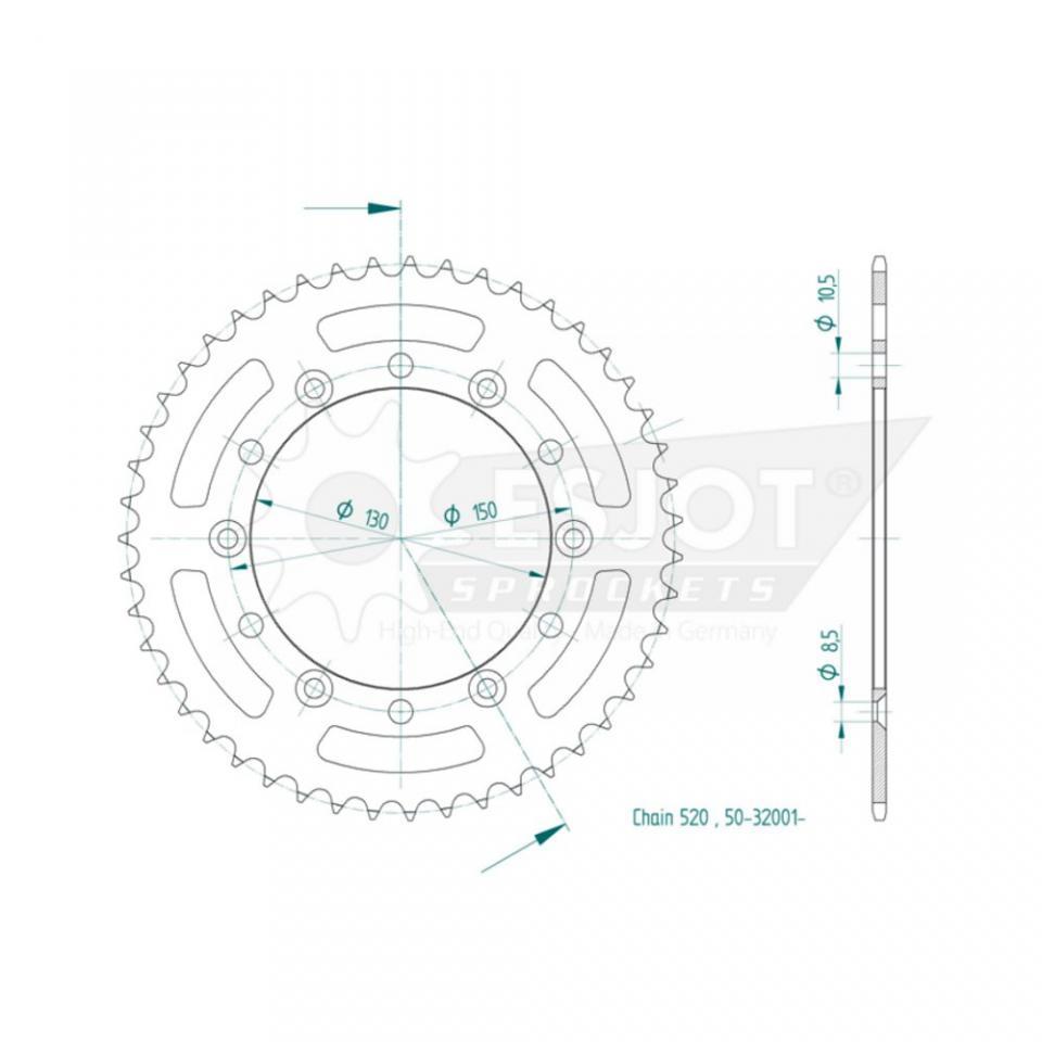 Couronne de transmission Esjot pour Moto Honda 500 XR R 1981 à 1985 48 dents pas 520 Ø130mm Neuf