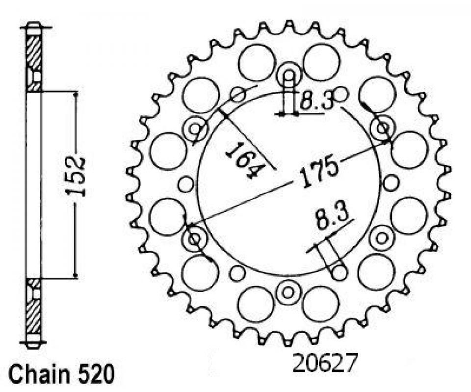 Couronne de transmission Esjot pour Quad AXROADS 250 Mustang/Stinger 2003 à 2004 Neuf