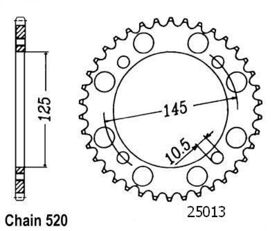 Couronne de transmission Esjot pour Moto Yamaha 550 XT 1982 à 1983 39 dents pas 520 Neuf