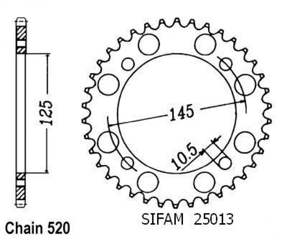 Couronne de transmission Esjot pour Moto MZ 660 Baghira 1998 à 2005 Neuf