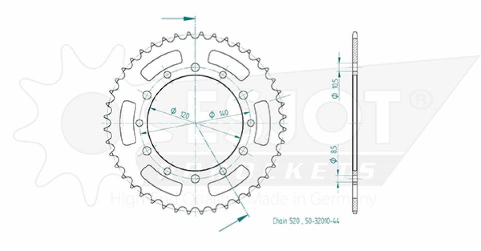 Couronne de transmission Esjot pour Moto Kawasaki 250 KLR 1985 à 2000 Neuf