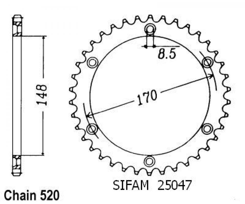 Couronne de transmission Esjot pour Moto Suzuki 800 Dr S Big 1990 Neuf