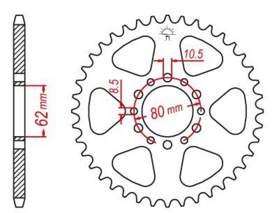 Couronne de transmission Esjot pour Moto Yamaha 250 Sr Se 1980 à 1983 45 dents pas 520 Neuf