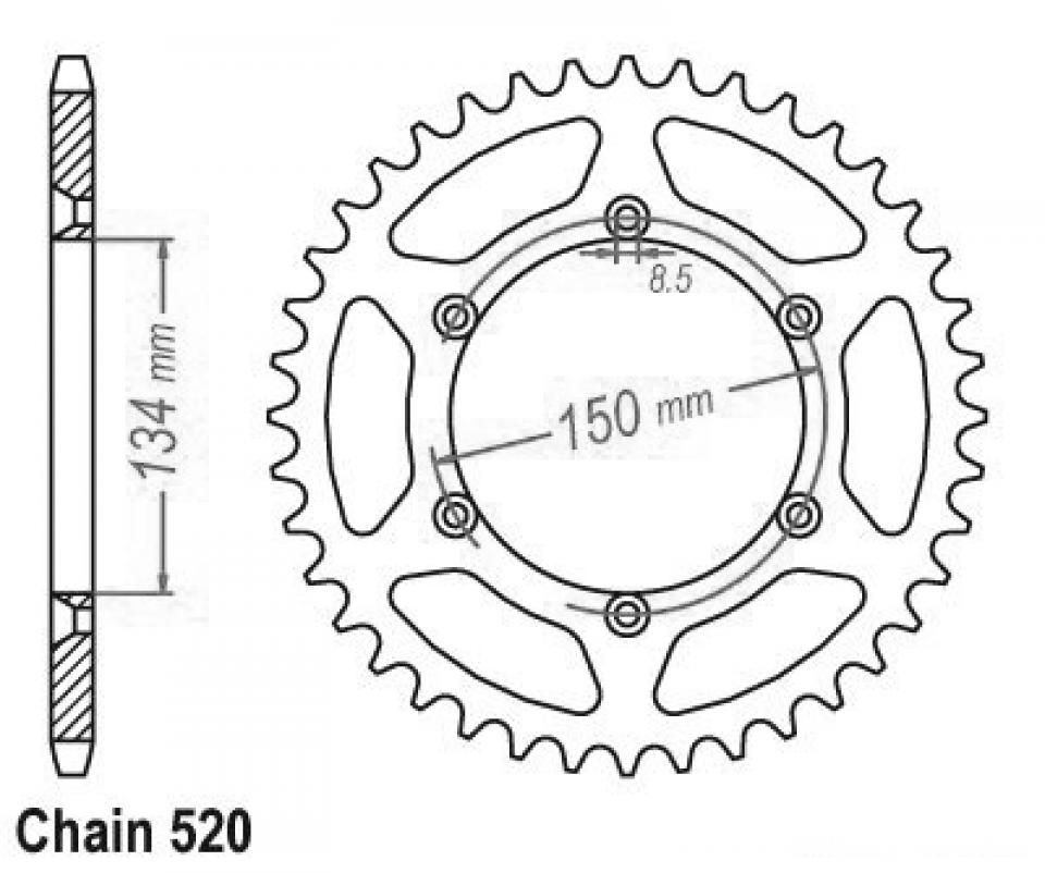 Couronne de transmission Esjot pour Moto Kawasaki 500 KX 1984 à 1985 Neuf