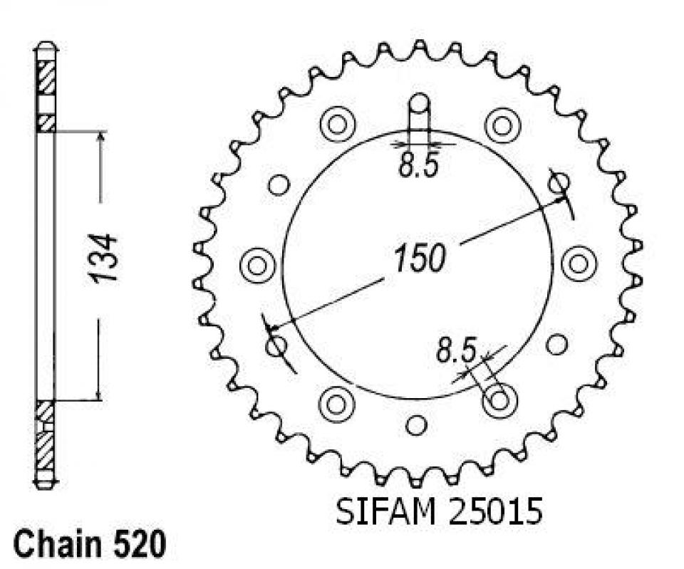 Couronne de transmission Esjot pour Moto Kawasaki 200 KDX 1986 à 2005 Neuf