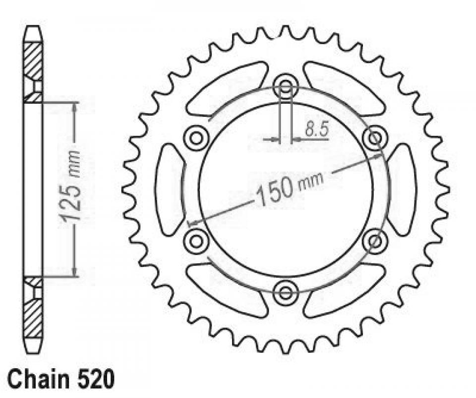 Couronne de transmission Esjot pour Moto KTM 250 Exc-F 4T 2010 à 2014 50 dents pas 520 Ø125mm Neuf