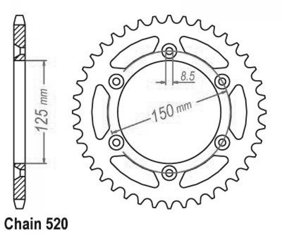 Couronne de transmission Esjot pour Moto Husqvarna 501 Fe 4T 2016 à 2023 52 dents pas 520 Ø125mm Neuf