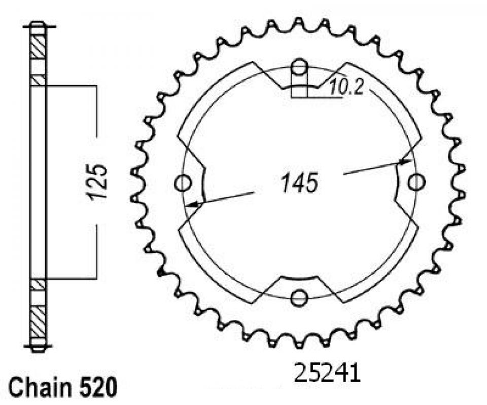 Couronne de transmission Esjot pour Quad Yamaha 450 Yfz S 2004 à 2010 Neuf