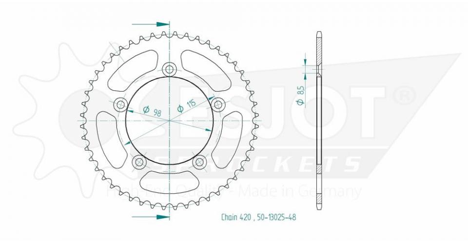 Couronne de transmission Esjot pour moto KTM 60 SX 1999 à 2002 46 dts P420 Neuf