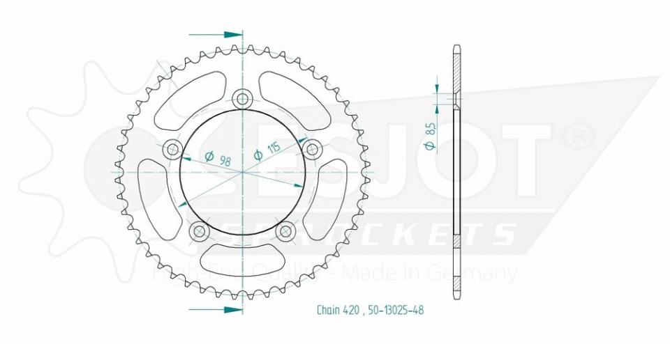 Couronne de transmission Esjot pour moto KTM 60 SX 1999 à 2002 46 dts P420 Neuf