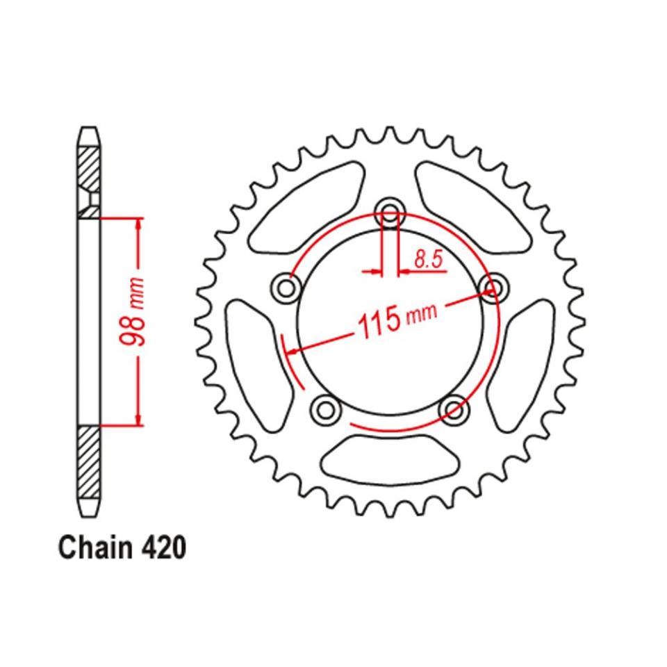 Couronne de transmission Esjot pour moto KTM 65 SX 2002 à 2019 50 dts P420 Ø98mm