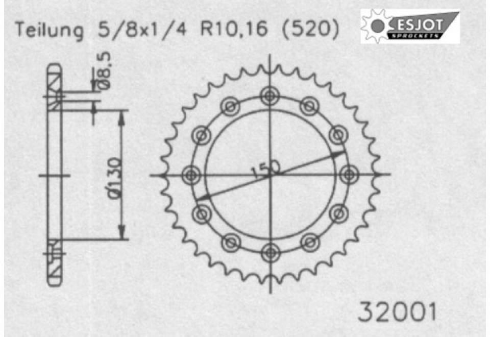 Couronne de transmission Esjot pour Moto Yamaha 250 Wr-F 4T 2001 à 2011 Neuf