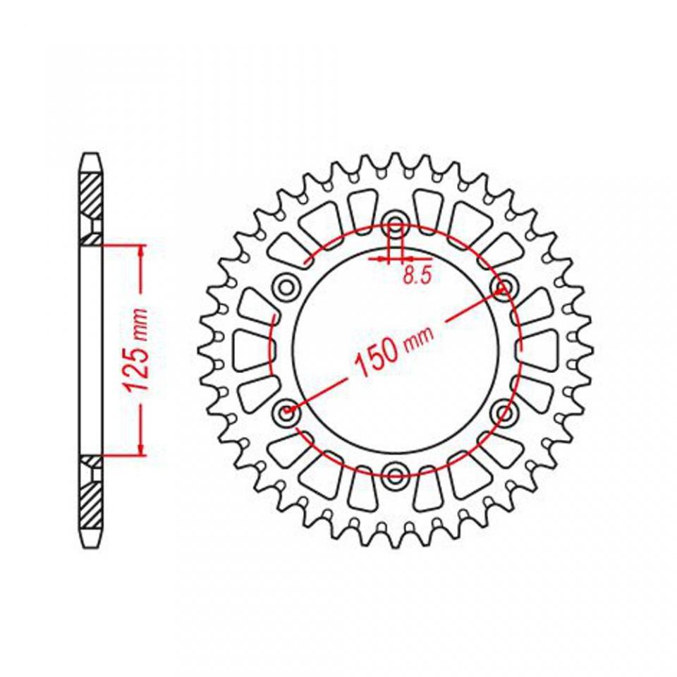 Couronne transmission Esjot 38 dents pas 520 pour moto KTM 125 Exe 2000 à 2001
