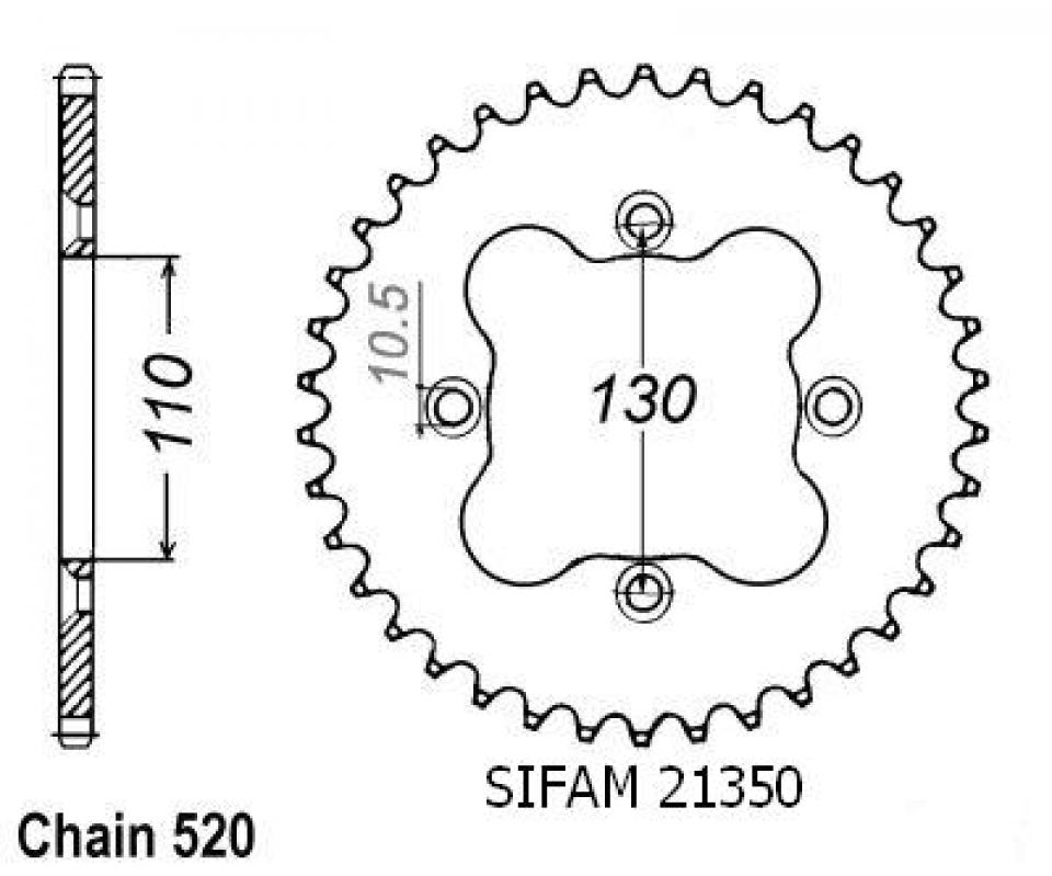 Couronne de transmission Sifam pour Quad Honda 450 Trx R/Er 2006 à 2012 Neuf