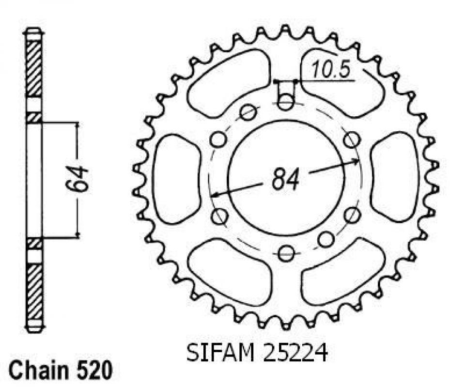 Couronne de transmission Sifam pour Quad Suzuki 250 Lt R Quadrunner 1985 à 1993 42 dents pas 520 Neuf