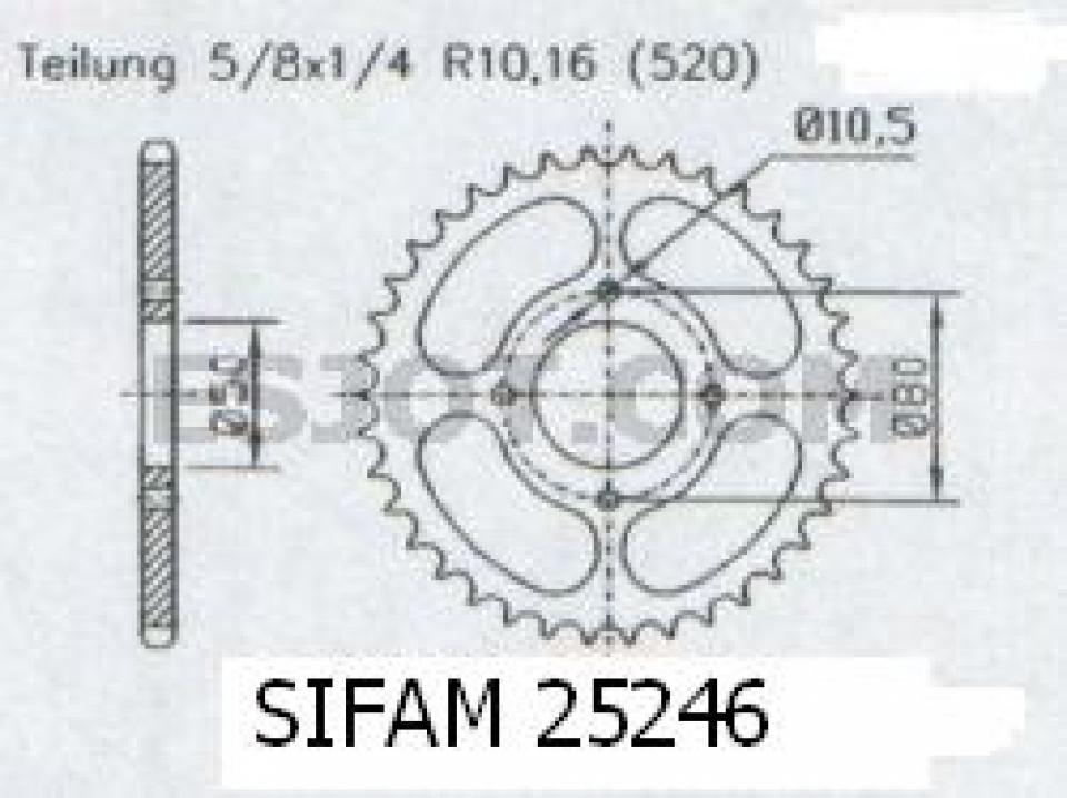 Couronne transmission Sifam pour quad E-ton 150 Yukon St 2005 à 2007 34 dts P520