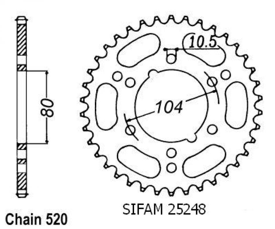 Couronne de transmission Sifam pour Quad Polaris 400 Scrambler 1998 à 2002 Neuf