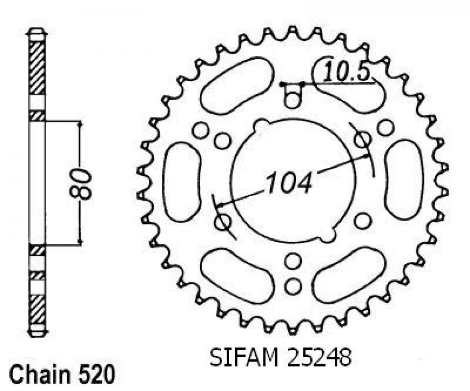 Couronne de transmission Sifam pour Quad Polaris 400 Scrambler 1998 à 2002 Neuf