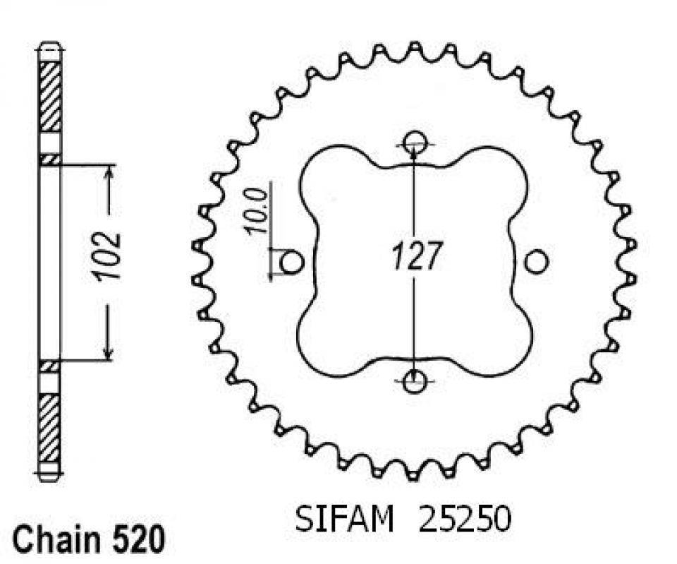 Couronne de transmission Sifam pour Quad Polaris 500 Predator 2003 à 2005 Neuf