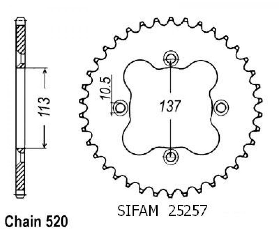 Couronne de transmission Sifam pour Quad Suzuki 400 Lt-Z Quadsport 2009 à 2016 40 dents pas 520 Neuf