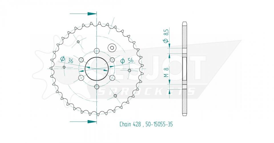 Couronne de transmission Esjot pour Quad Polaris 50 Predator 2004 à 2006 Neuf