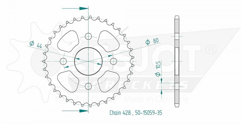 Couronne de transmission Esjot pour Quad Barossa 50 Python 2003 à 2004 Neuf