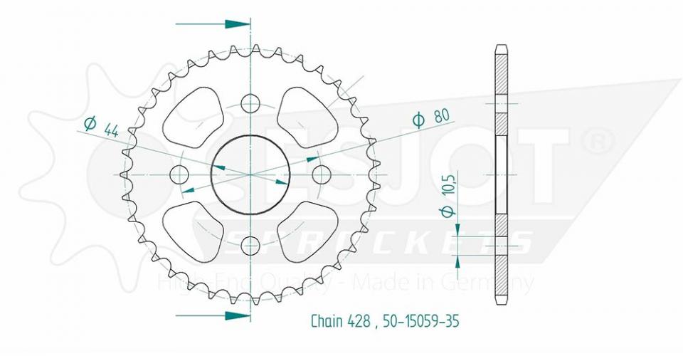 Couronne de transmission Esjot pour Quad Barossa 50 Python 2003 à 2004 Neuf