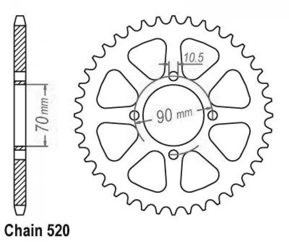 Couronne de transmission Esjot pour Quad Kawasaki 250 KSF MOJAVE 1994 à 2004 Neuf