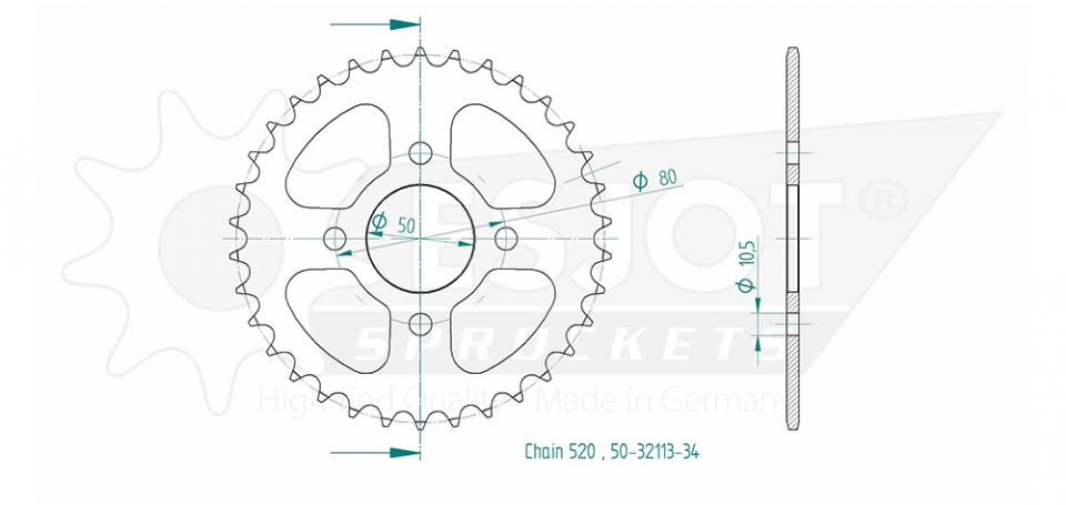 Couronne de transmission Esjot pour Quad Eton 150 Yukon St 2005 à 2007 Neuf