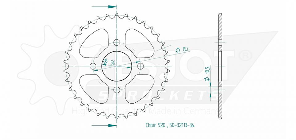 Couronne de transmission Esjot pour Quad Eton 150 Yukon St 2005 à 2007 Neuf