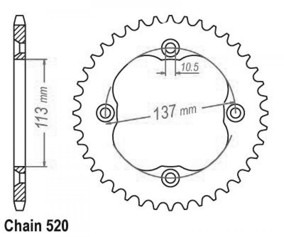 Couronne de transmission Esjot pour Quad Suzuki 400 Lt-Z Quadsport 2009 à 2016 40 dents pas 520 Neuf