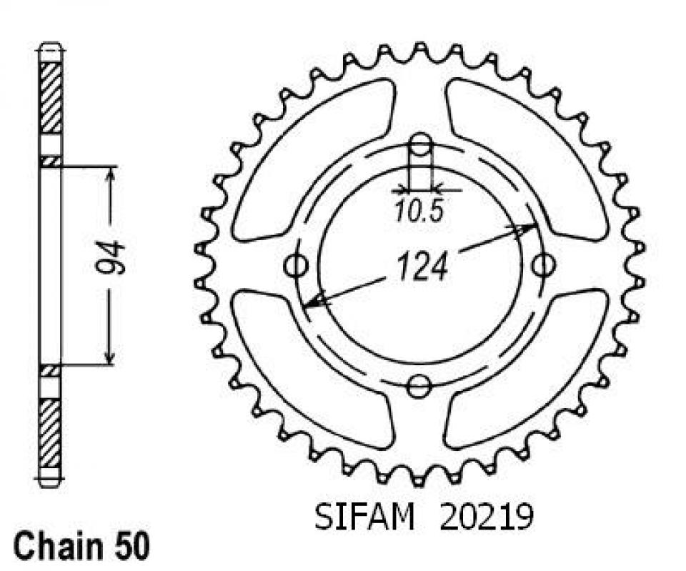 Couronne de transmission Sifam pour Moto Honda 500 CB four 1972 à 1977 Neuf