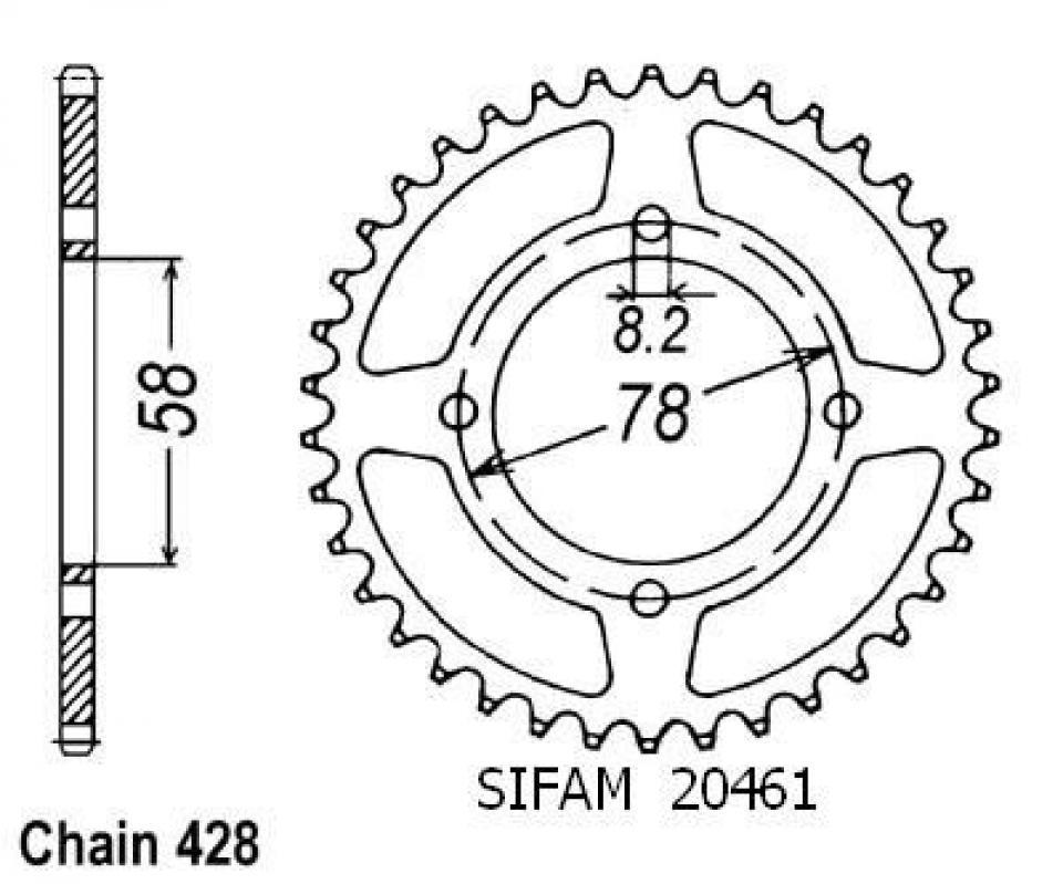 Couronne de transmission Sifam pour Moto Suzuki 125 RV van van 1974 à 1977 50 dents pas 428 Neuf