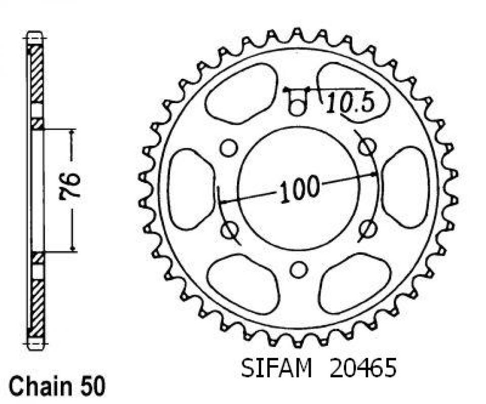 Couronne de transmission Sifam pour Moto Suzuki 650 GR 1983 à 1989 38 dents pas 530 Neuf