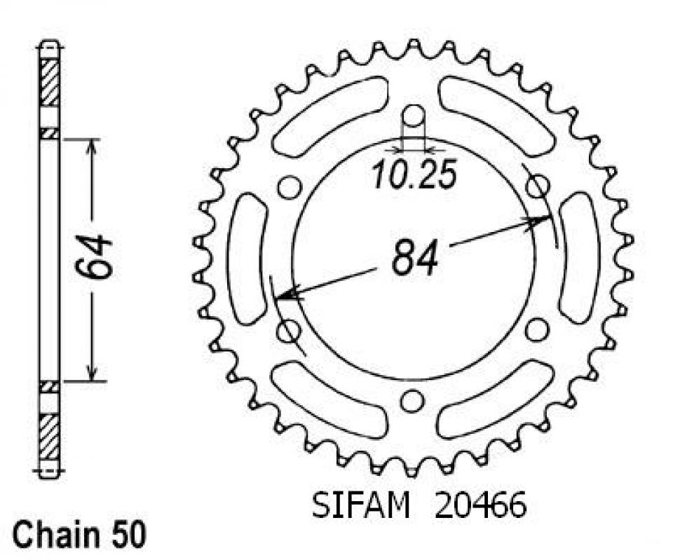 Couronne de transmission Sifam pour Moto Suzuki 550 Gs D Rayons 1977 50 dents pas 530 Neuf